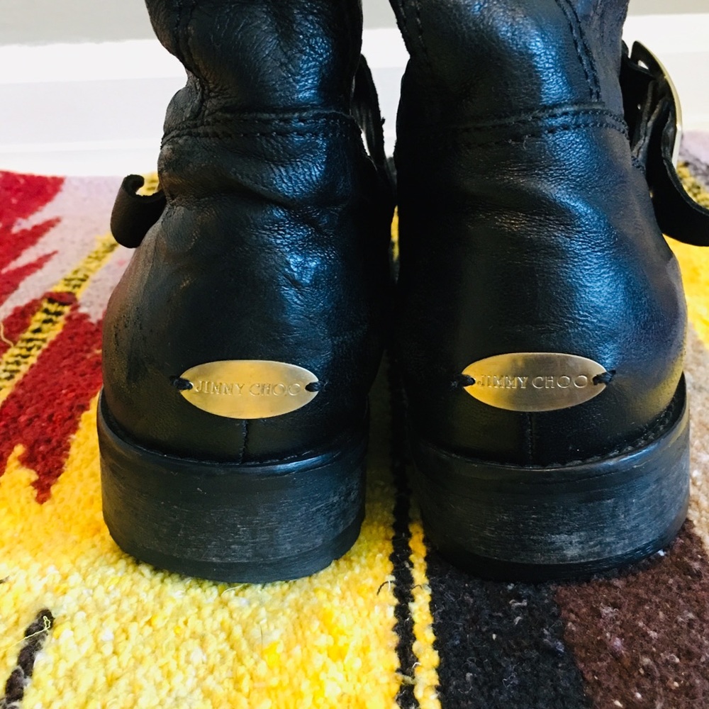 Jimmy Choo moto boots black soft leather (used)